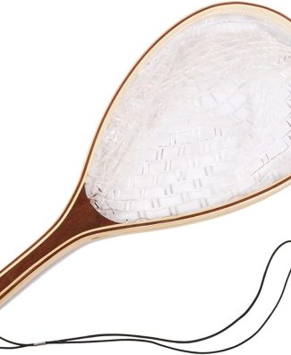 Fly Fishing Landing Net Trout Fishing Net, Soft Rubber Catch and Release Fish Net with Wooden Handle Frame, Gifts for Him