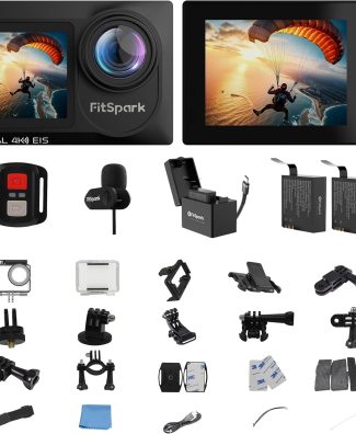 Real 4k30FPS Action Camera Waterproof Dual ColorScreens with WiFi EIS Touch Screen Underwater Sports Camera with External Microphone Remote Control 2X Batteries Eagle i15 ProMax